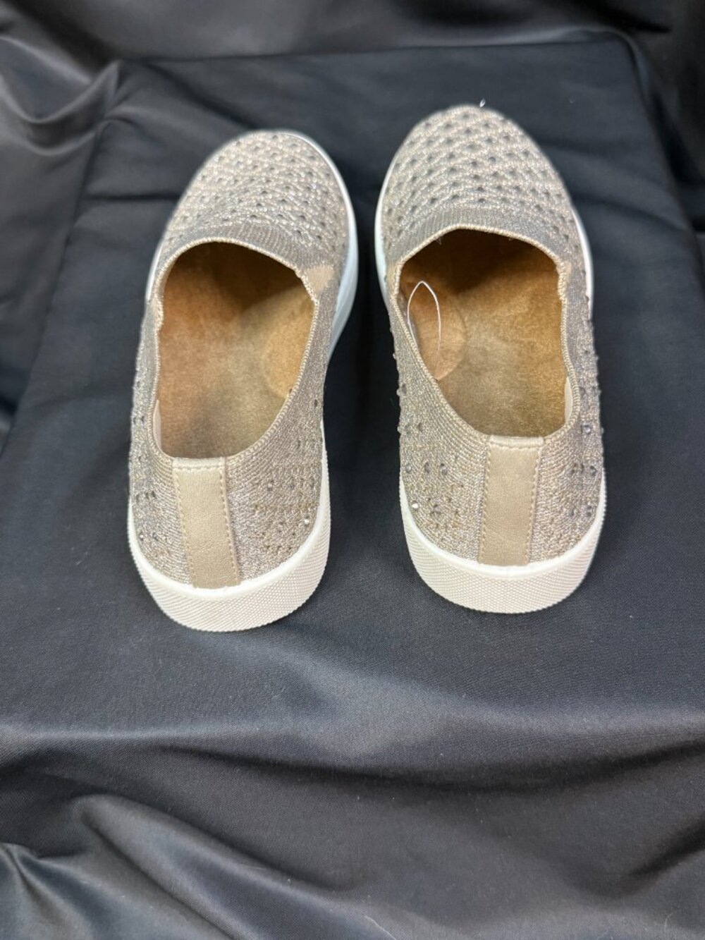 Beige Rhinestone Slip-On Sneakers - Picture 2 of 4